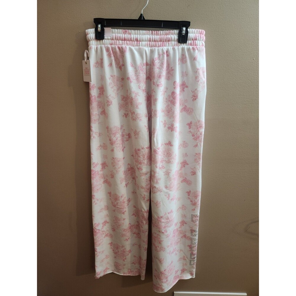 Pink x Loveshack Fancy Wide-Leg Sweatpants Floral Everblooming Size S Long NWT - Picture 5 of 11